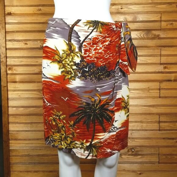 Carole Little Dresses & Skirts - Carole Little Sport Rayon Wrap Skirt Paradise Island Mural Graphic Size Medium